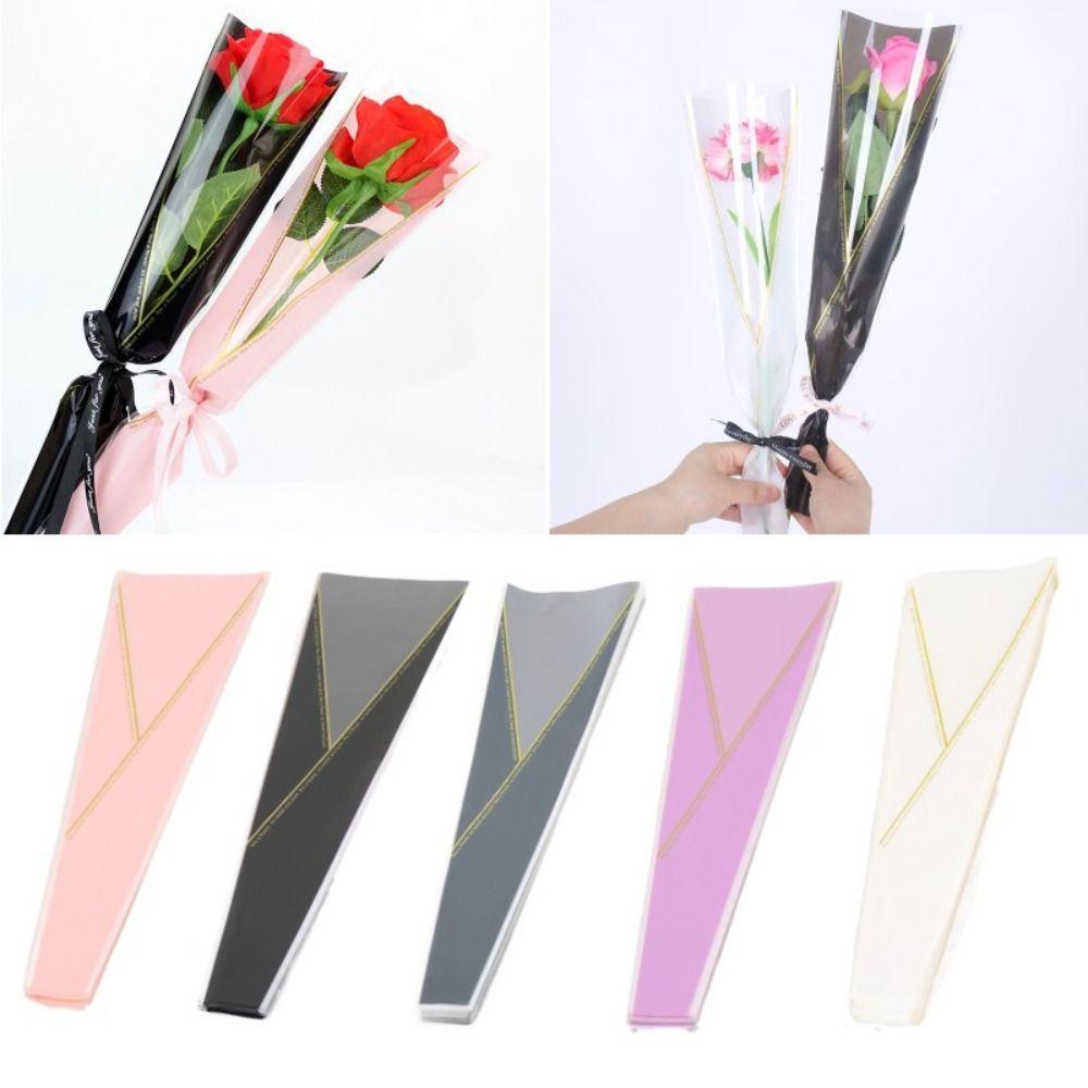 50 шт. Пластиковые пакеты для упаковки цветов, одиночные цветочные обертки для роз ко Дню святого Валентина