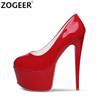 Fashion Large Size 48 Red White Heels Women's Pumps Platform Extreme 16cm High Heels Fetish Shoes Sexy Evening Party Wedding Shoes Lady