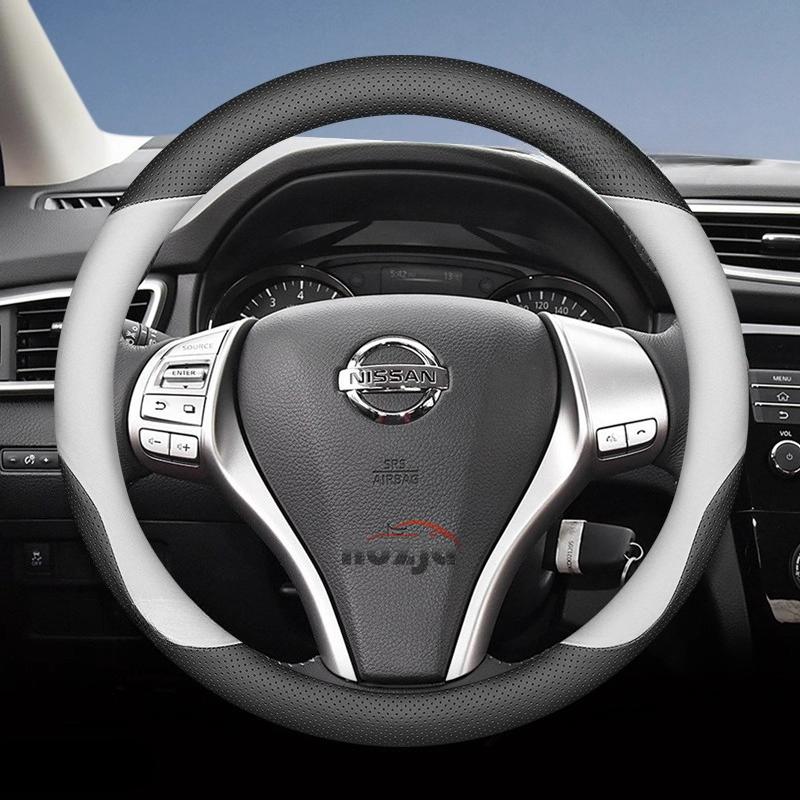 Leather Car Steering Wheel Cover for Nissan Skyline Livina Frontier NV300 Serena ARMADA Sentra Titan Kicks Navara Accessories