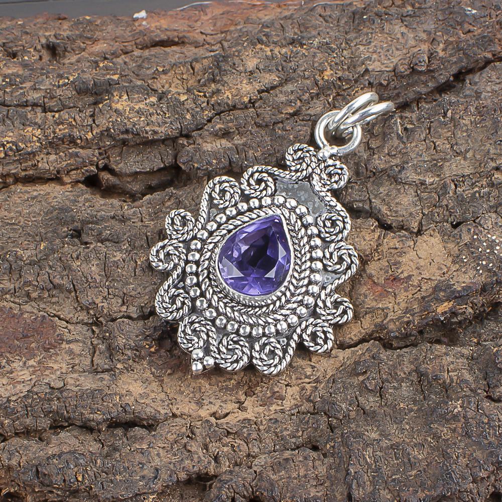 Подвеска с иолитом, Подвеска из драгоценного камня ручной работы из стерлингового серебра 925 пробы, Бохо-украшение, Для подарка на помолвку