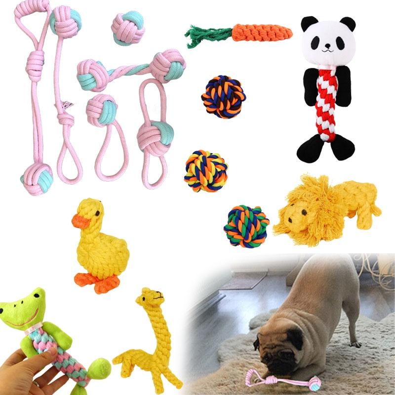 6x Набор игрушек из веревки для собак Прочные и долговечные жевательные игрушки с узлами Мяч для питомца Щенка Медведь Хлопковая игрушка Оптом