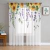 Spring Eucalyptus Sunflower Tulle Curtains For Living Room Bedroom Voile Sheer Curtain Window Home Decor Drapes