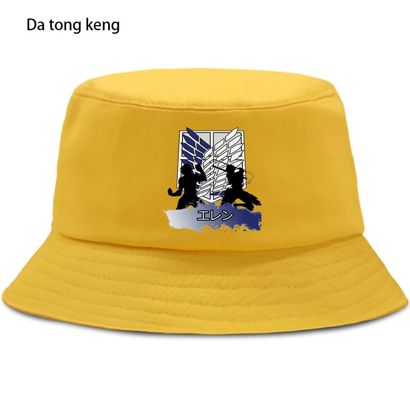 2023 аниме Атака Титанов летняя шляпа женская панама-ведро унисекс дизайн плоский козырек японское аниме шляпа рыбака