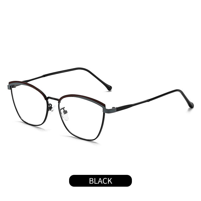 European and American TR cat eye glasses frame women's tide metal spring foot glasses frame fashion color change anti blue light glasses myopia