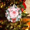 Hanging Cat Dog With Santa Hat Pendant Acrylic Christmas Tree Ornaments  Xmas Gifts
