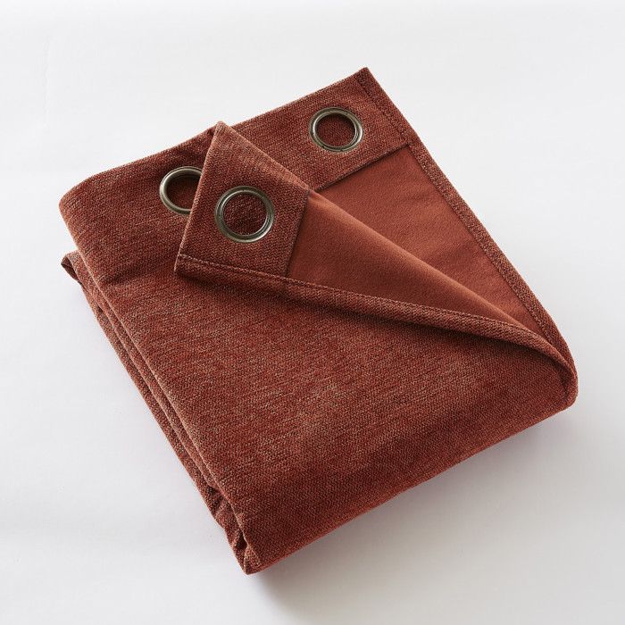 Rideau occultant phonique et thermique doublé polaire "Bjorn" 100% opaque l'Effet Papillon - Bjorn Terracotta - 1 Panneau Occultant