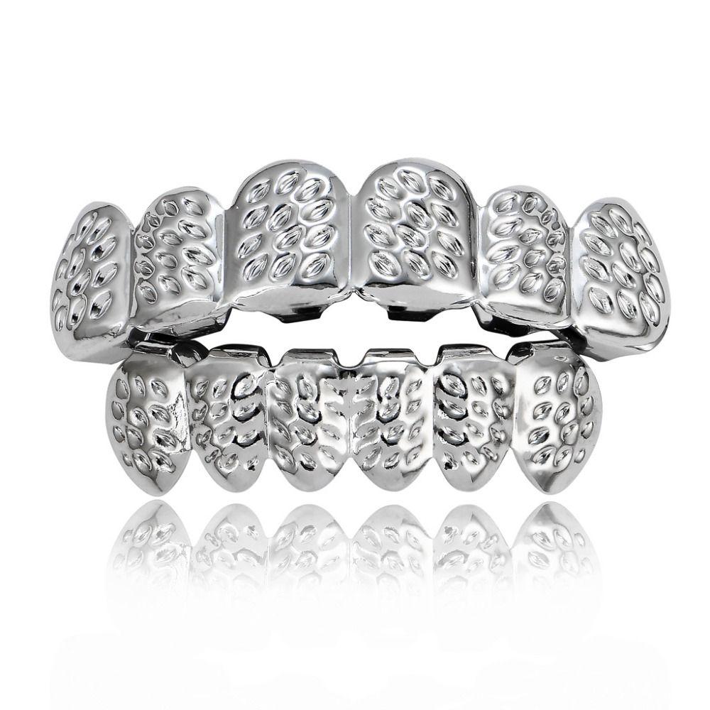 Модные золотые серебряные хип-хоп накладки на зубы Grillz верхние нижние металлические колпачки на зубы стоматологические украшения для мужчин женщин