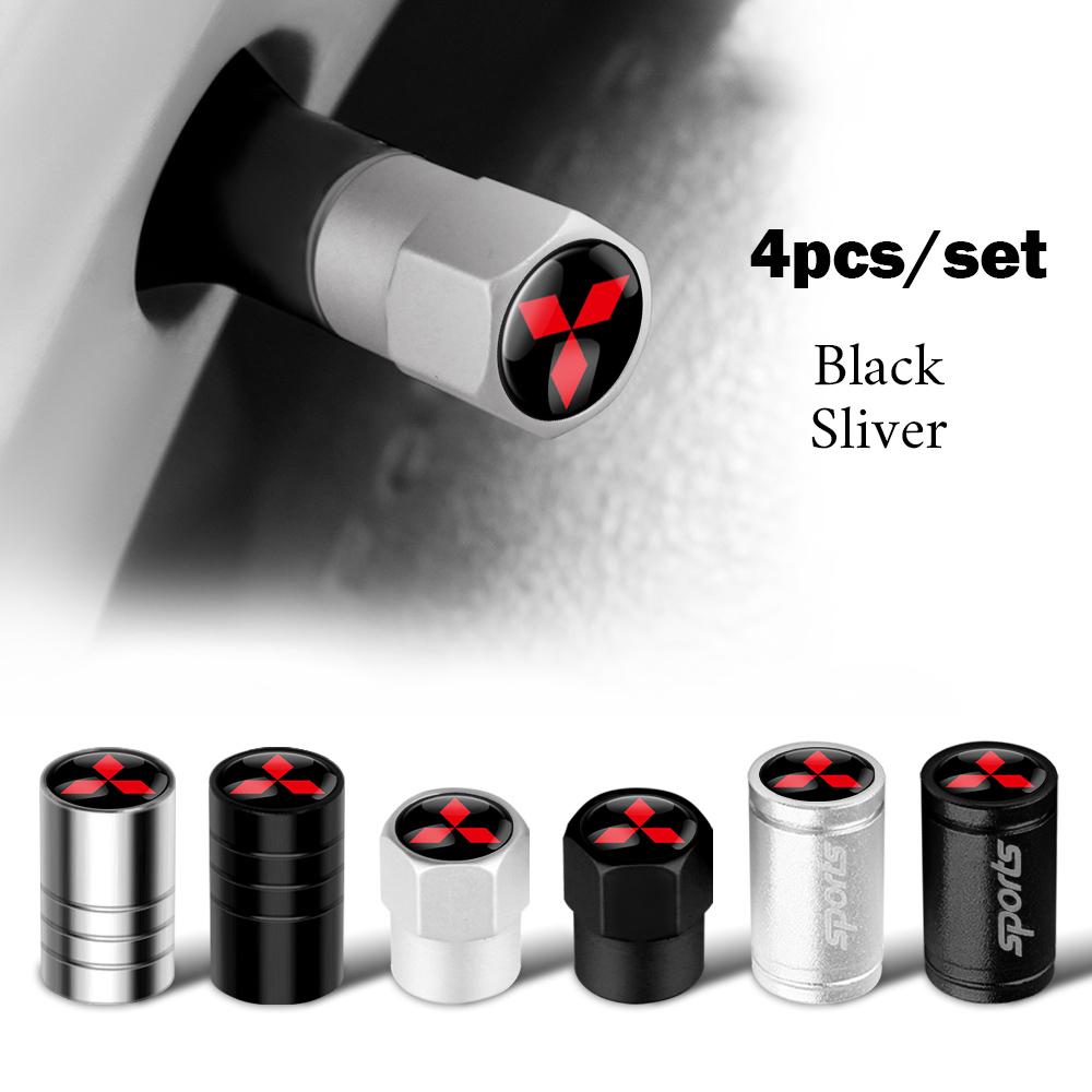 4Pcs Car Metal Wheel Tire Valve Caps Dust Accessories For Mitsubishi 9 Ralliart EX ASX L200 Colt Outlander Pajero Lancer Eclipse