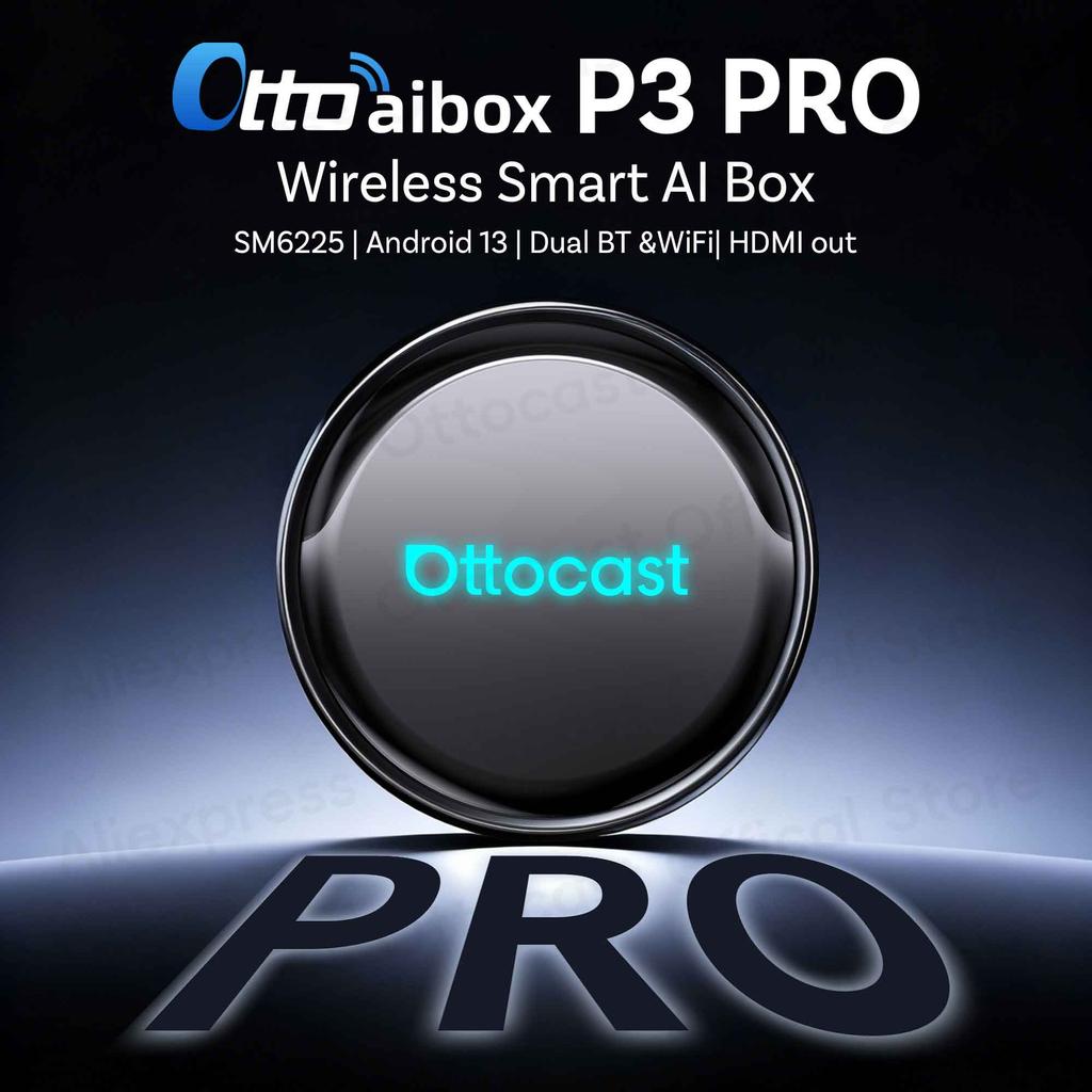 OTTOCAST P3 PRO AI Box Смарт SM6225 Android Box Беспроводной CarPlay Android Auto Голосовой AI Автомобильные Аксессуары для VW Toyota Benz