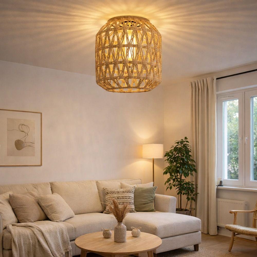 Bohemian Style Pendant Lamp Shade 13*15cm Rattan Lampshade Fashion Hanging Lamp Shade