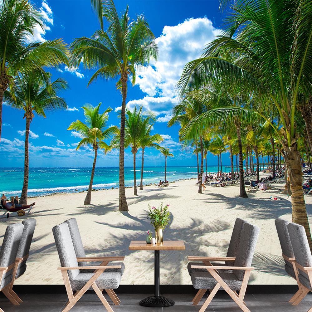 Кокосовые фрески Пляжные обои Обои с тропическим пейзажем для спальни мальчика девочки Гостиная 3d Пляжные обои Домашний декор