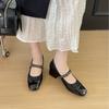 2025 весна и осень новая мода универсальный толстый каблук французский маленький ароматный пэчворк квадратный носок туфли Мэри Джейн женская обувь