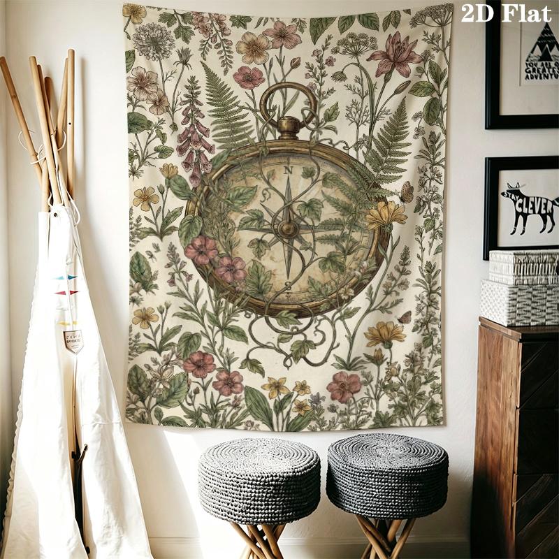 Compass Wall Tapestry Aesthetic Wall Hanging Printed Fabric Blanket Decorative Tapestries for Bedroom Living Room Home Decor