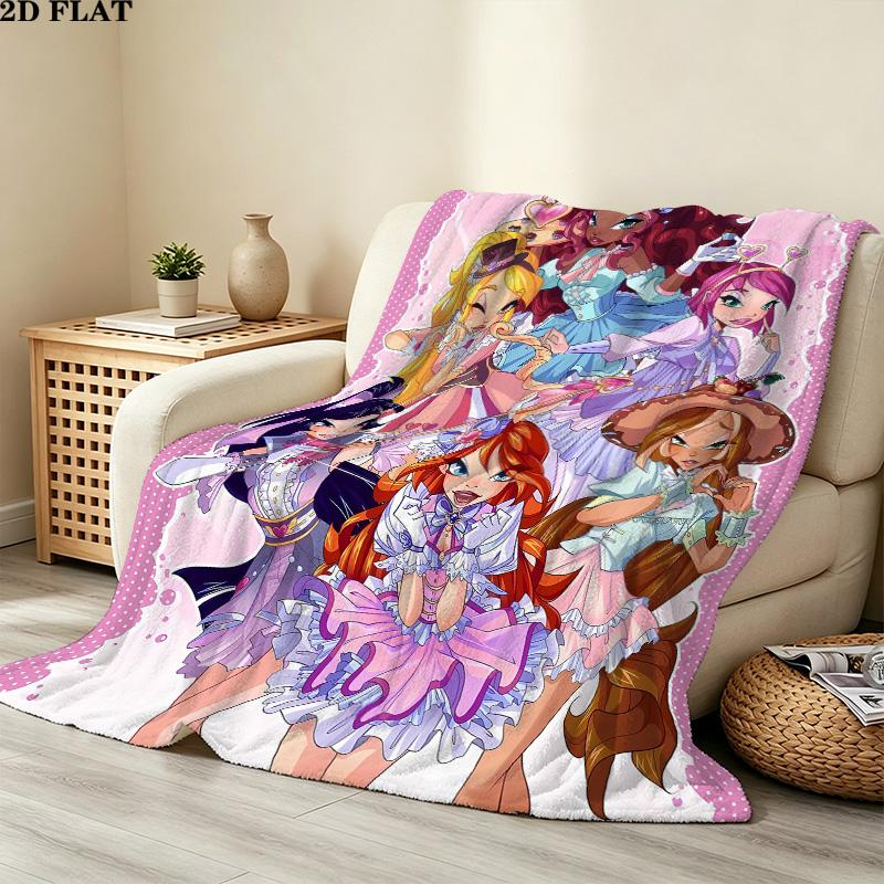 1PC Wonderfulprecurwinx Club Patterned Flannel Blanket Suitable For All Seasons For Home Decor Warmth And Comfort Gifts Holiday Present