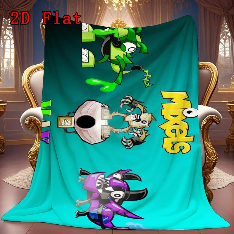 MIXELS 2D Flat Pattern Flannel Blanket High quality All Seasons Warmth and Comfort Perfect for Christmas Gifts.