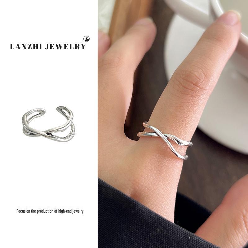 Тайское серебро Женское наборное кольцо - Серебро 925 пробы, Нишевый дизайн, Простые и универсальные украшения