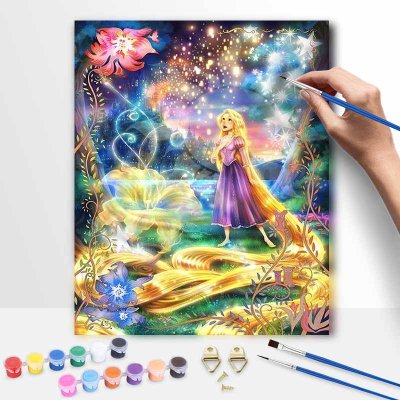 Disney Рапунцель DIY Масляная живопись Арт-набор для рисования Декор для стены дома Ручная работа Подарок для фанатов принцесс Декор стены гостиной Холст