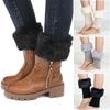 Womens Fur Trim Boot Cuff Top Cover Leg Warmers Socks Faux Fur Knitted Plush Socks Toppers Boots Socks
