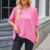 Women's Round Neck Solid Color Casual Loose Short Sleeve T-shirt Top