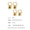 Zircon Inlaid Cross Lock Earrings - Stylish, Versatile Stainless Steel Pendant