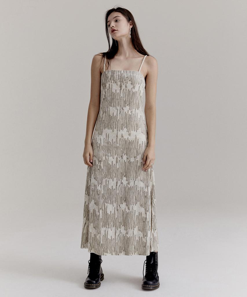 ONNE Zigzag Velvet Slip Dress - Ivory