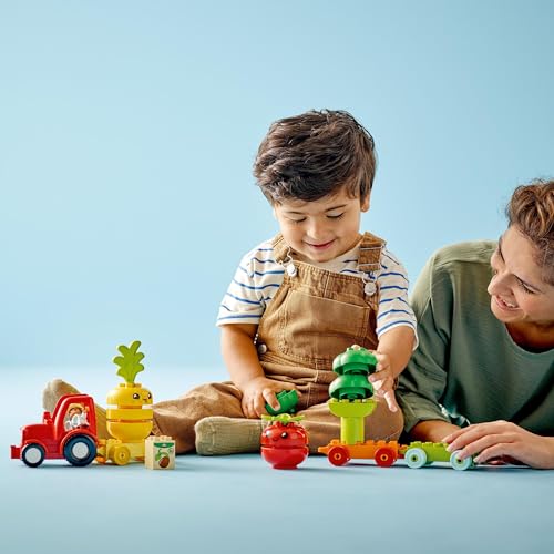 Игрушка LEGO Duplo Первый трактор с овощами, отличный подарок на день рождения, Рождество и развивающие игрушки для мальчиков и девочек от 18 месяцев, 2 лет и 3 лет