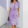 New women's dress with floral print, summer elegant dress, Femle short sleeved dress, fashionable oversized clothing