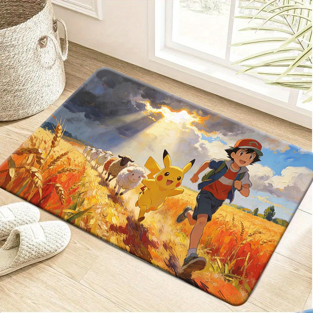 Pokemon Ash and Fire Tiger Pokemon Battle Scene Print Non-Slip Floor Mat Doormat