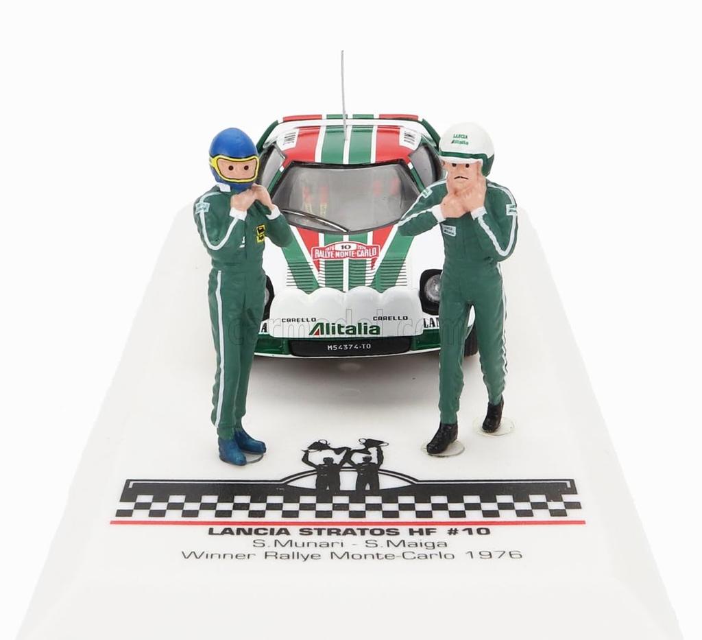 Ixo 1/43 Scale Lancia Stratos HF Alitalia Team #10 1976 Monte Carlo Rally Winner (Includes Figures: Sandro Munari and Silvio Maiga) [Parallel Import]