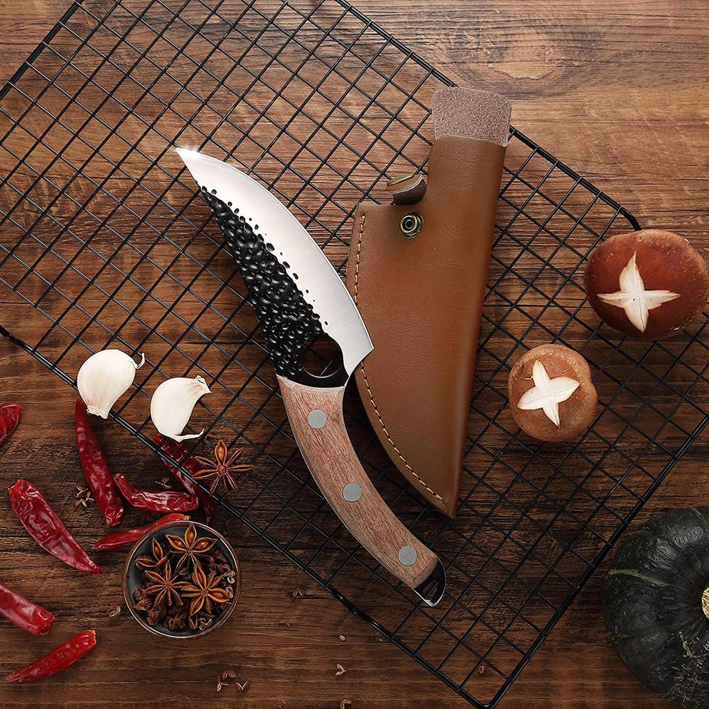 Японский нож для мяса из углеродистой стали с деревянной ручкой Полный нож шеф-повара Тан