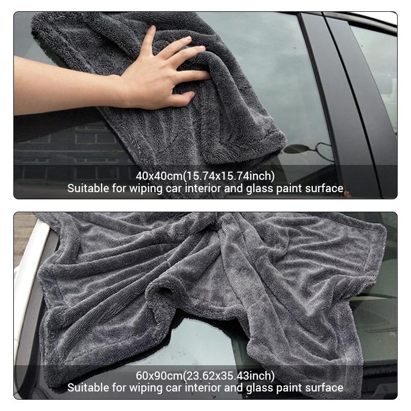 SEAMETAL 1200GSM Microfiber Car Wash Towel Thicken Soft Scratch-Free Car Detailing Towel Fast Drying Cloth for Car Cleaning Tool