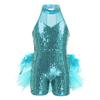 Children Girls Jazz Latin Dance Costume Sleeveless Sequins Stage Performance Costume Ballet Dance Wear