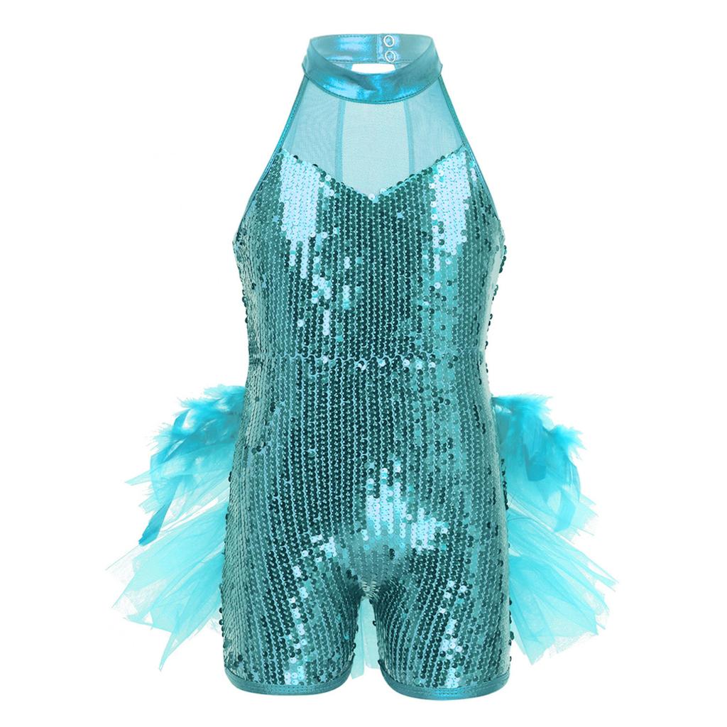 Children Girls Jazz Latin Dance Costume Sleeveless Sequins Stage Performance Costume Ballet Dance Wear