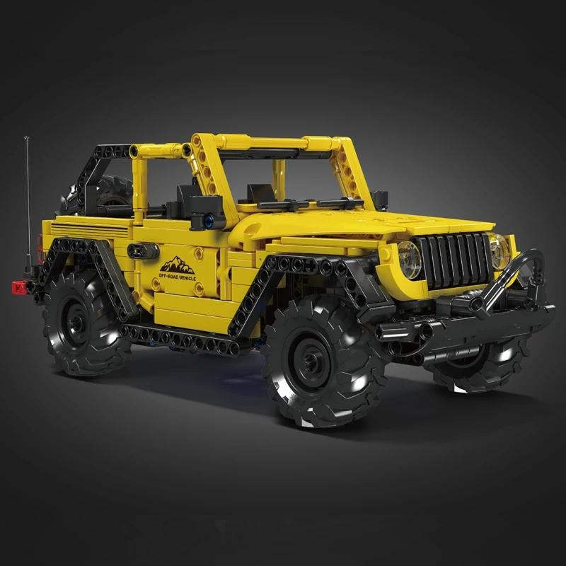 MOULD KING 15058 Технический автомобильный строительный блок Wrangler SUV, модель автомобиля с откатом в сборе, кирпичный автомобиль, игрушки, детский рождественский подарок