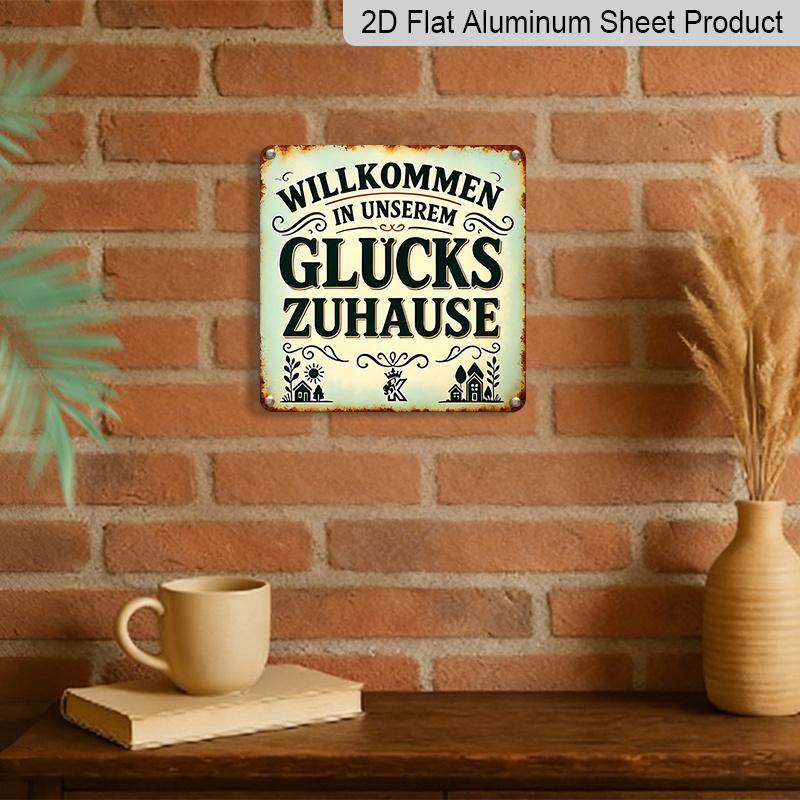 2D Flat, 1pc, Vintage Metal Sign, Decorative Plaques and Ornaments, Welcome Theme, German Home Style, Perfect for Porches, Entryways, Living Rooms