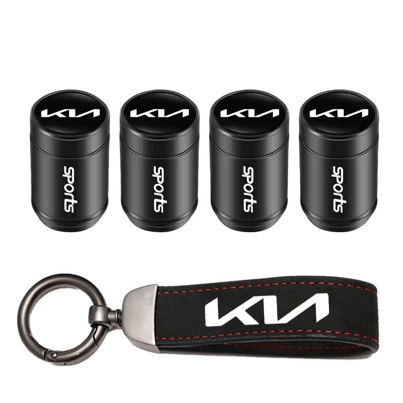 FAIG8 Car Tire Wheel Valve Caps Cover Suede Car Key Chain Ring Keychain For Kia Sportage Carnival Seltos Sorento Rio Borrego Ceed Niro