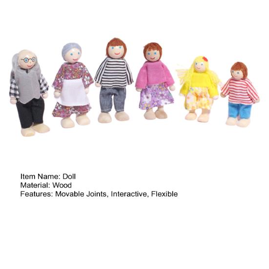 Кукольные домики Люди 8 Фигурки Семьи Деревянные Куклы Реалистичный Дизайн Подвижные Куклы для Творческой Игры Образовательные