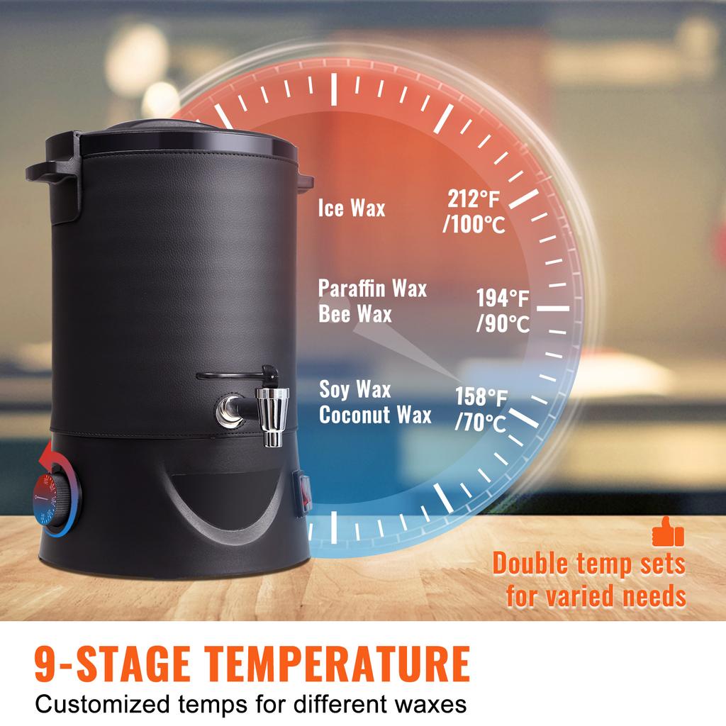 SucceBuy 6.5 л 10 л Воскоплавитель для изготовления свечей Большой электрический котел для плавления воска Легкий сливной носик 9-уровневый контроль температуры