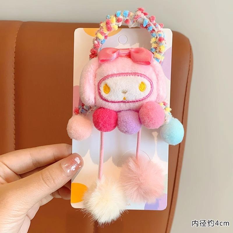 Детская повязка на голову Повязка на голову Куроми Пряжа Милая мультяшная резинка для волос Девочка Завязанный хвостик Голова-пончик Аксессуар для волос Sanrio