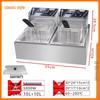 Dual Tank Stainless Steel Electric Deep Fryer - Constant Temp Fryer for Skewers, French Fries, Street Food.