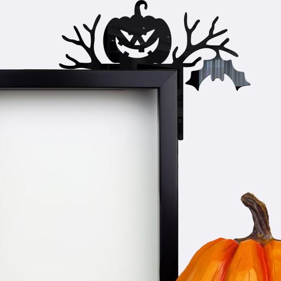 Украшение на дверь на Хэллоуин, черная тыква, летучая мышь, декор из сухостоя, акриловый дверной угол, праздничный домашний декор для вечеринки, дверной выключатель, оконный выключатель