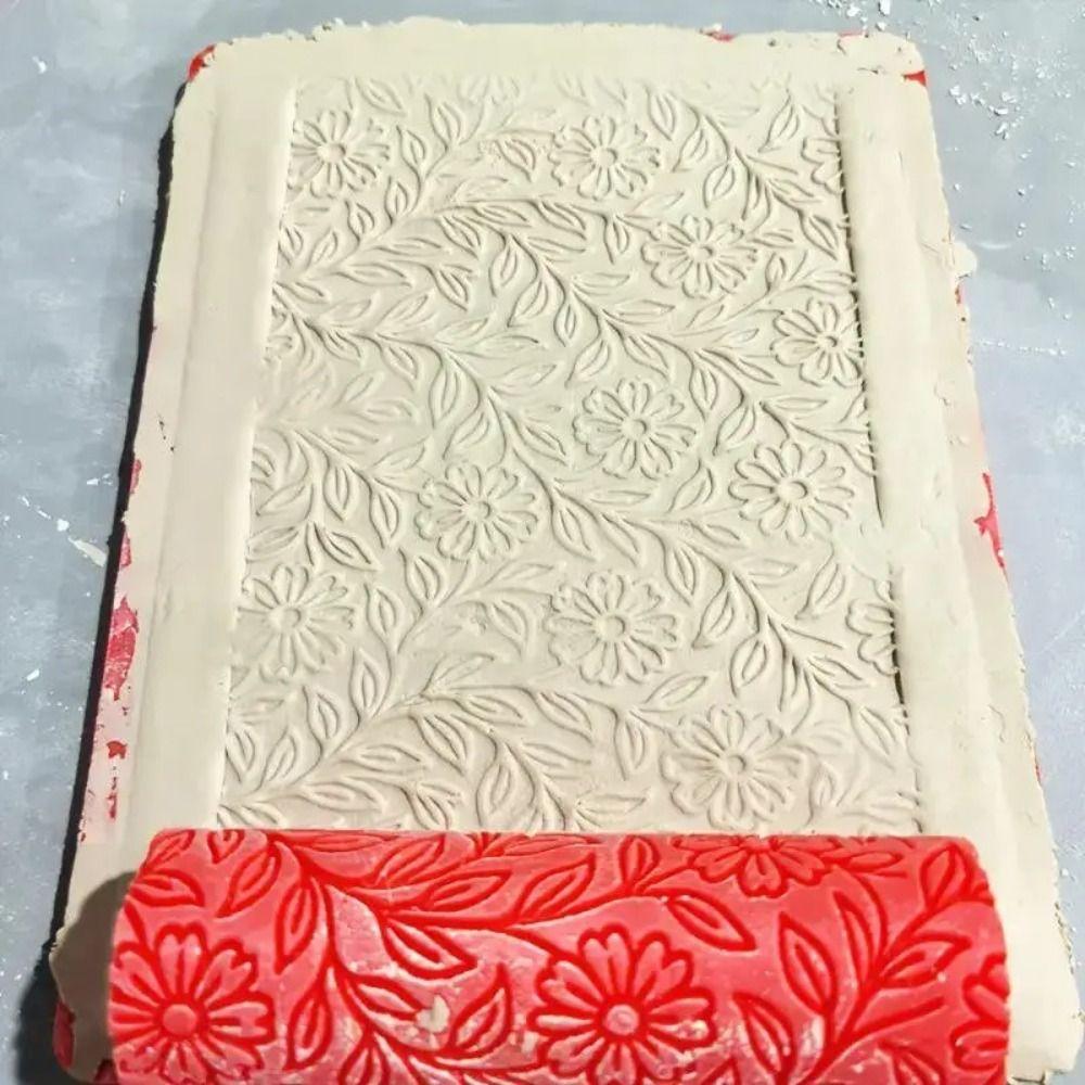 Daisy Flower Pattern Clay Roller Versatile Reliefs Tool Creative Embossed Rod  Art Craft