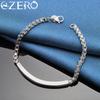 ALIZERO 925 Sterling Silver 2pcs Bracelet 4MM Box Chain Set for Woman Man Fashion Wedding Engagement Party Jewelry