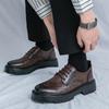 Европейская и американская кожаная обувь мужская уличная для通勤 повседневная обувь весна и осень новая модная ретро увеличивающая рост платформа деловая мужская