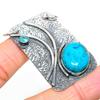 Natural Tibetan Turquoise,Blue Topaz 925 Sterling Silver Pendant 2.32" O6o64