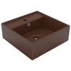VidaXL Deluxe Square Washbasin with Overflow Countertop Washbasin Toilet Hand Basin Bathroom Cosmetic Room Brown 146951