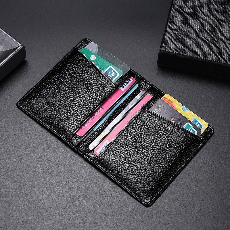 Fashion Super Slim Soft Wallet Genuine Leather Mini Credit Card Walet Purse Men Thin Small Cards Cases Holders Mens Accessories