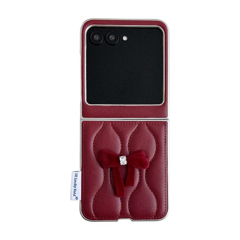 Модный складной чехол-бампер с бантом для Motorola Razr60, защищенный от падений, с веревкой от потери.