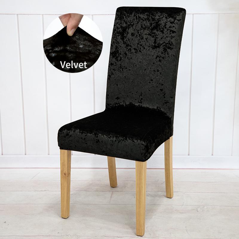 Universal Elastic Velvet Dining Chair Cover Slipcover for Kitchen Wedding Banquet Hotel Seat Protection