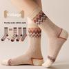 Women's Autumn and Winter Double-needle Double-loop Mid-calf Cotton Socks, Women's Sweat-absorbing, Breathable and Moisture-proof Socks, Ethnic Style